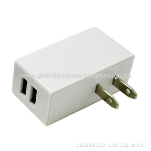 2014 New design blue LED flash dual USB charger with logo